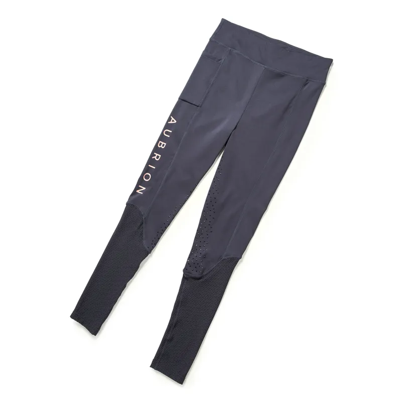 Shires Aubrion Young Rider Rhythm Mesh Riding Tights - Navy