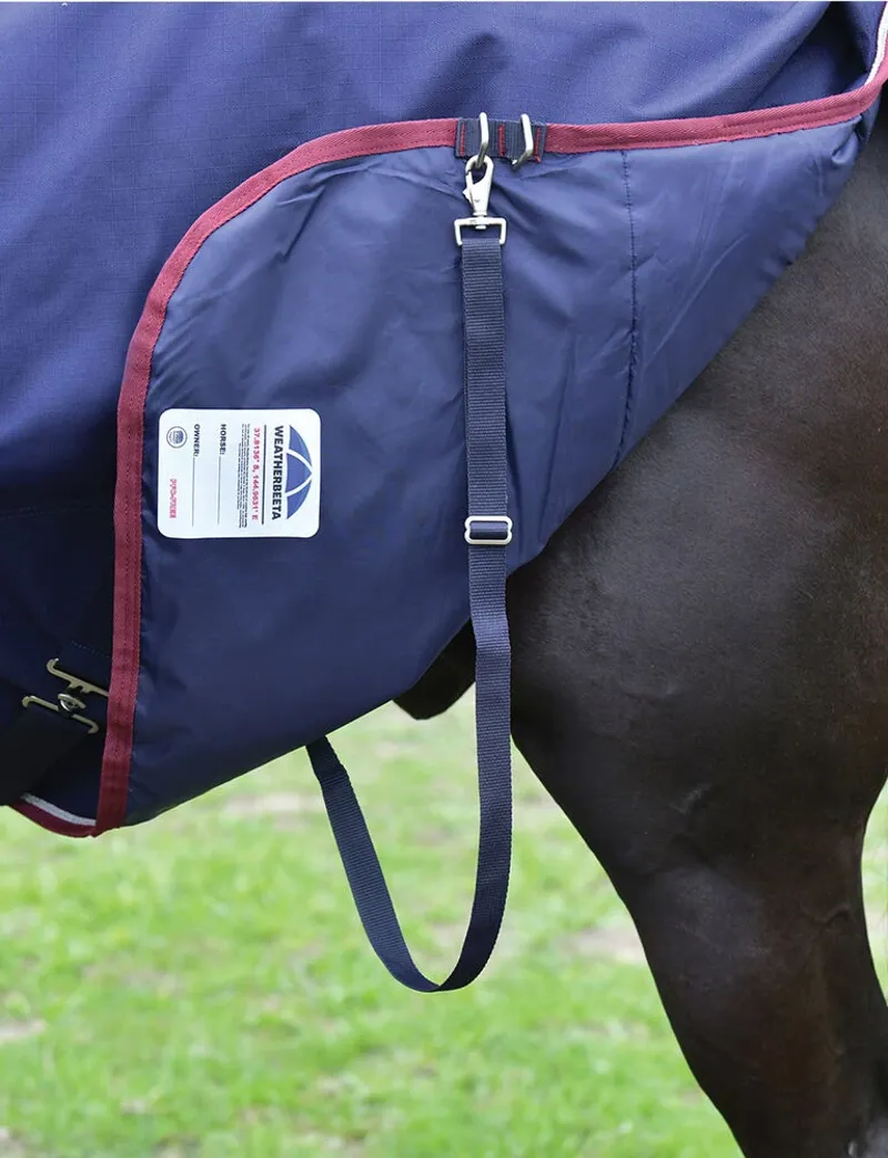 WeatherBeeta ComFiTec 220g Essential Turnout Rug - Navy/Burgundy -7