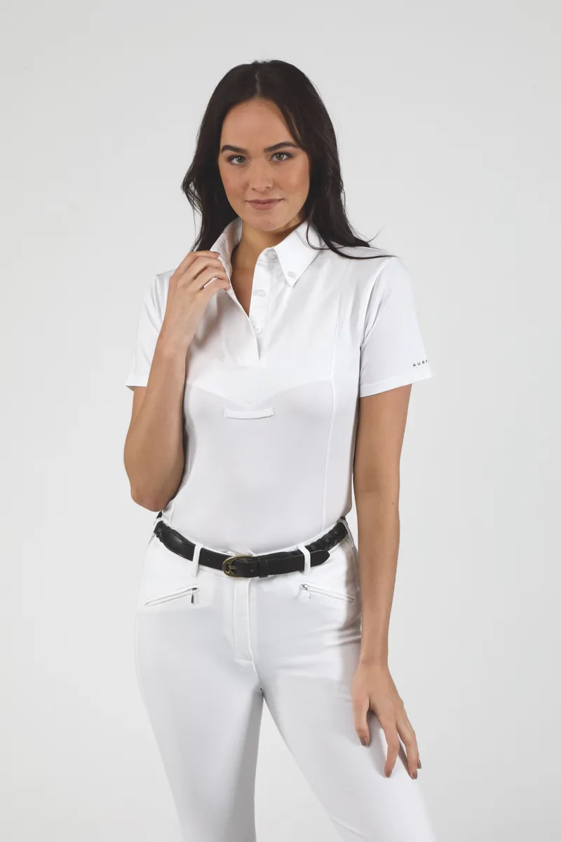 Shires Aubrion Short Sleeve Tie Shirt - White