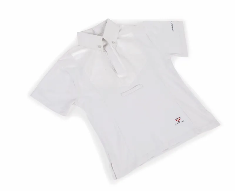 Shires Aubrion Short Sleeve Children's Tie Shirt - White