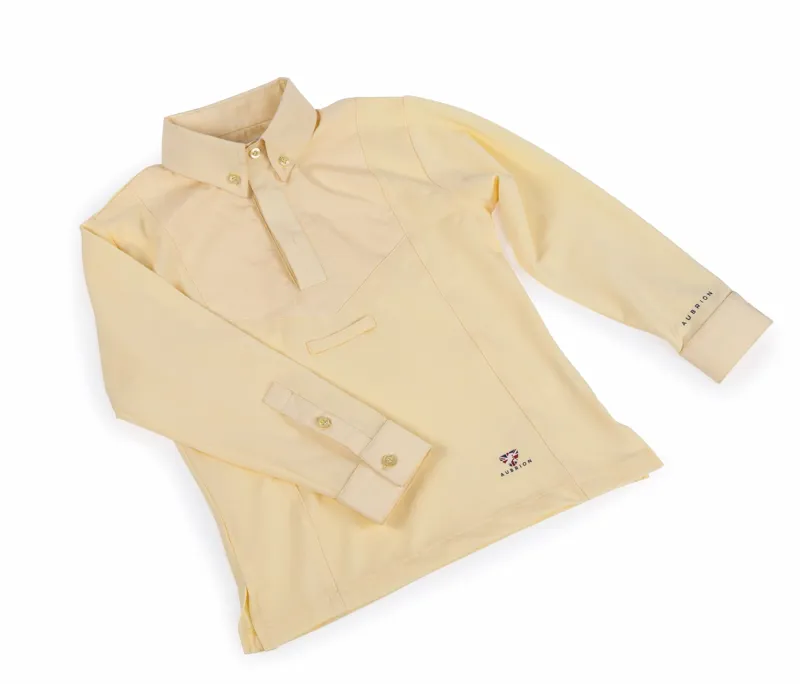 Shires Aubrion Childs Long Sleeve Tie Shirt - Yellow