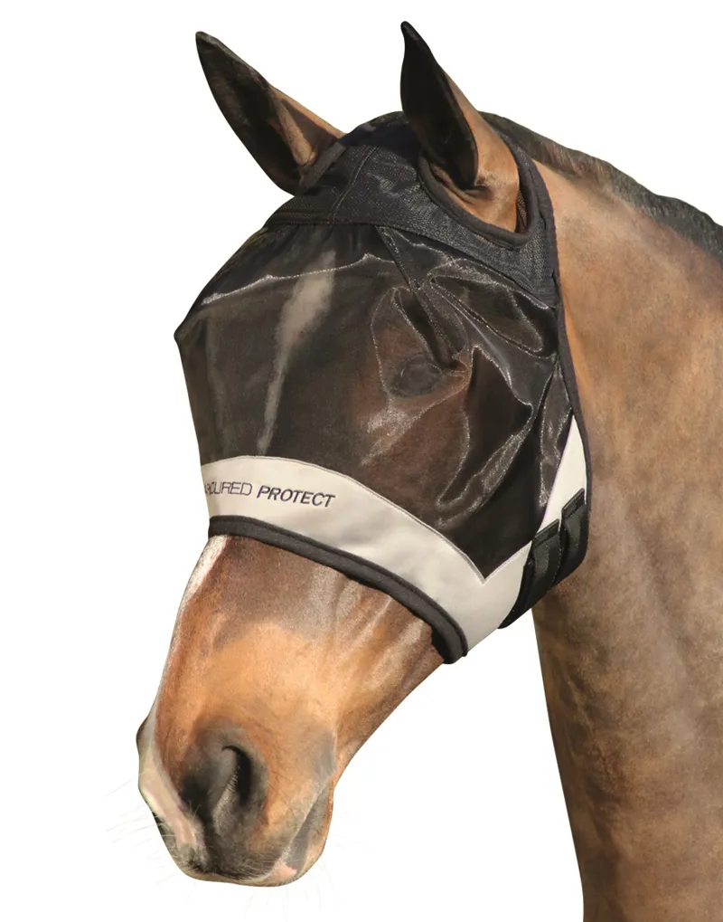 Hy Equestrian Armoured Protect Half Mask Without Ears - Black-1