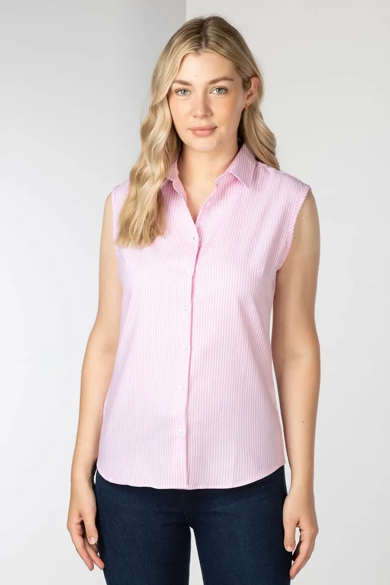 Rydale Ladies Matilda Hannah Sleeveless Country Shirt - Pink-1