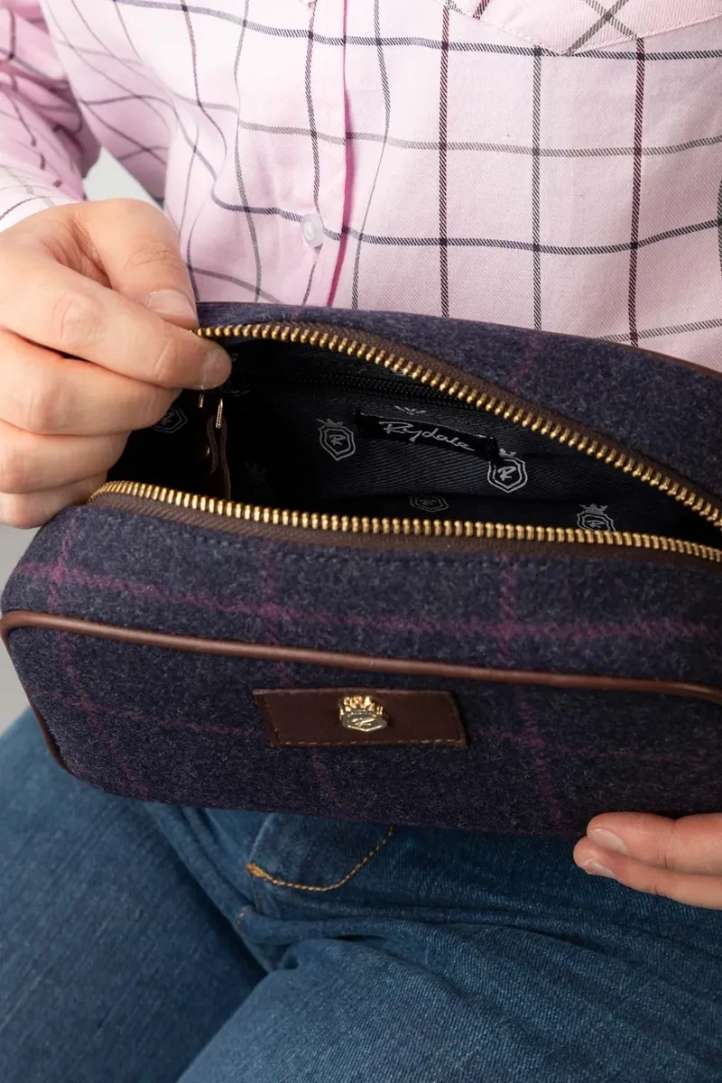 Rydale Large Helmsley Tweed Makeup Bag - Navy Tweed-5