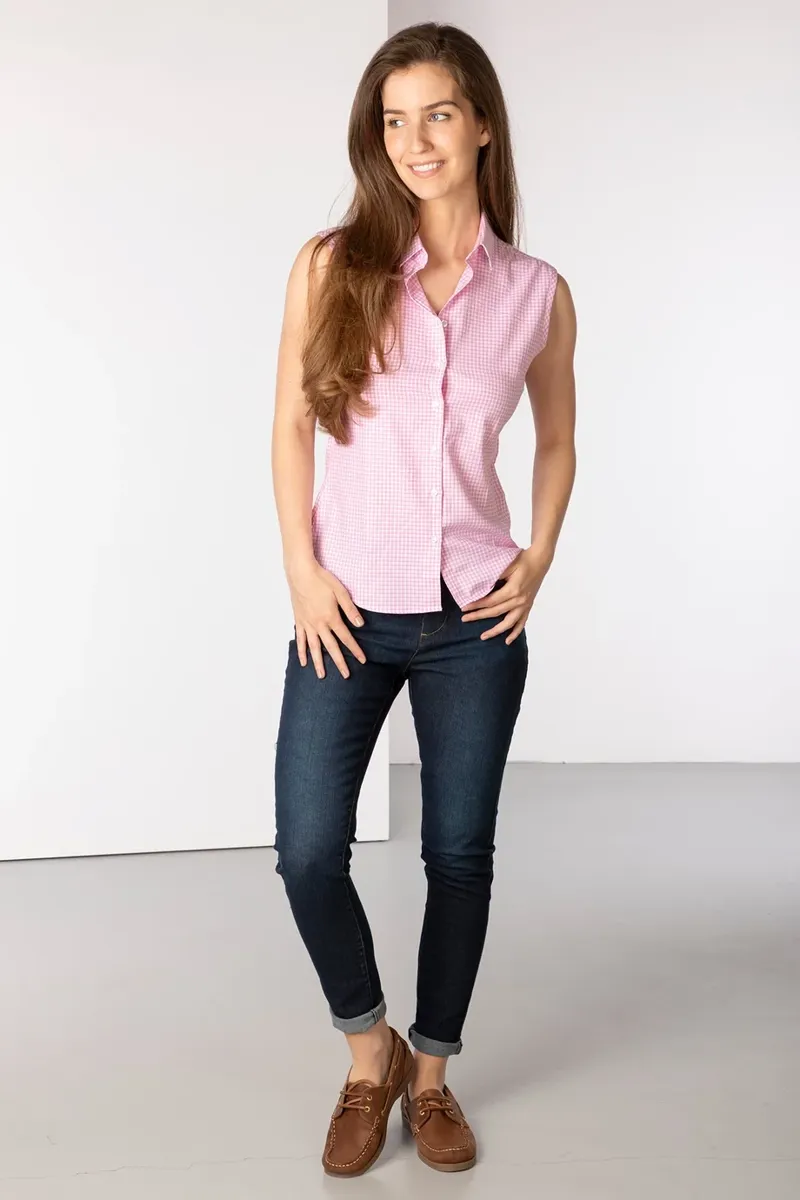Rydale Ladies Poppy Sleeveless Country Shirt - Gingham Pink