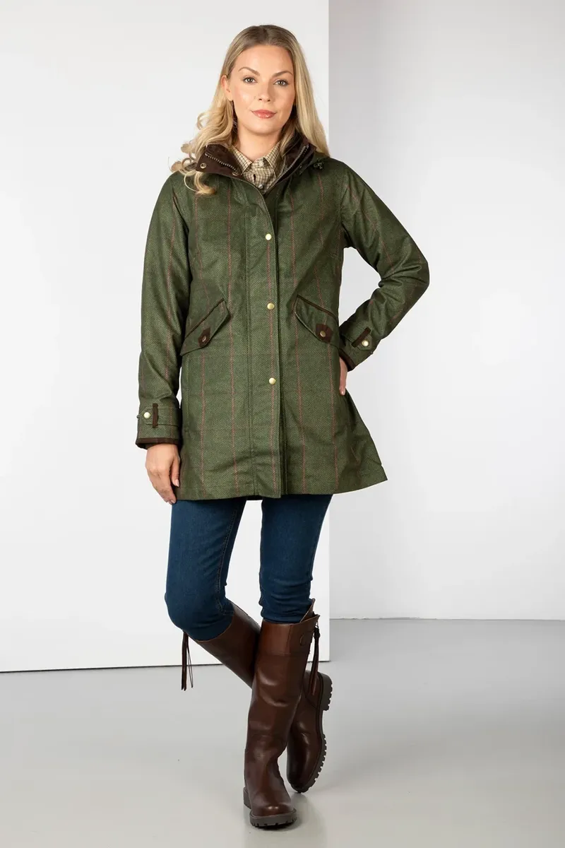 Rydale Ladies 3/4 Length Coat Danby - Olive Tweed-4
