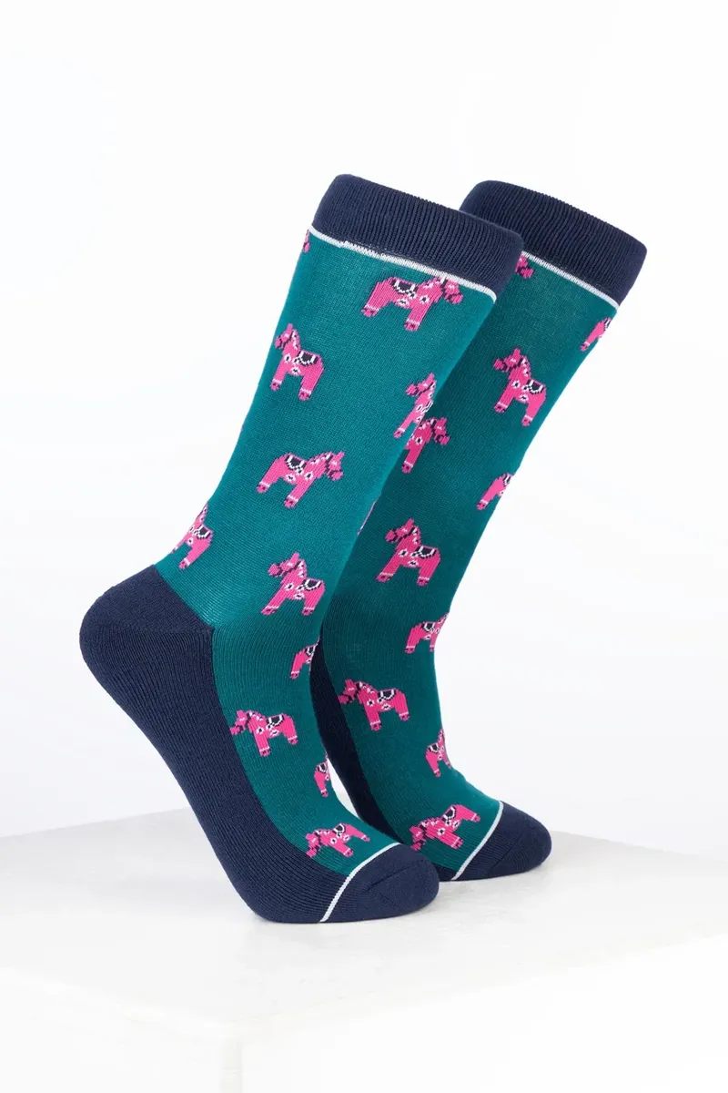 Rydale Womens Bamboo Rich Pony Ankle Socks Pack of Ten - Pony Navy