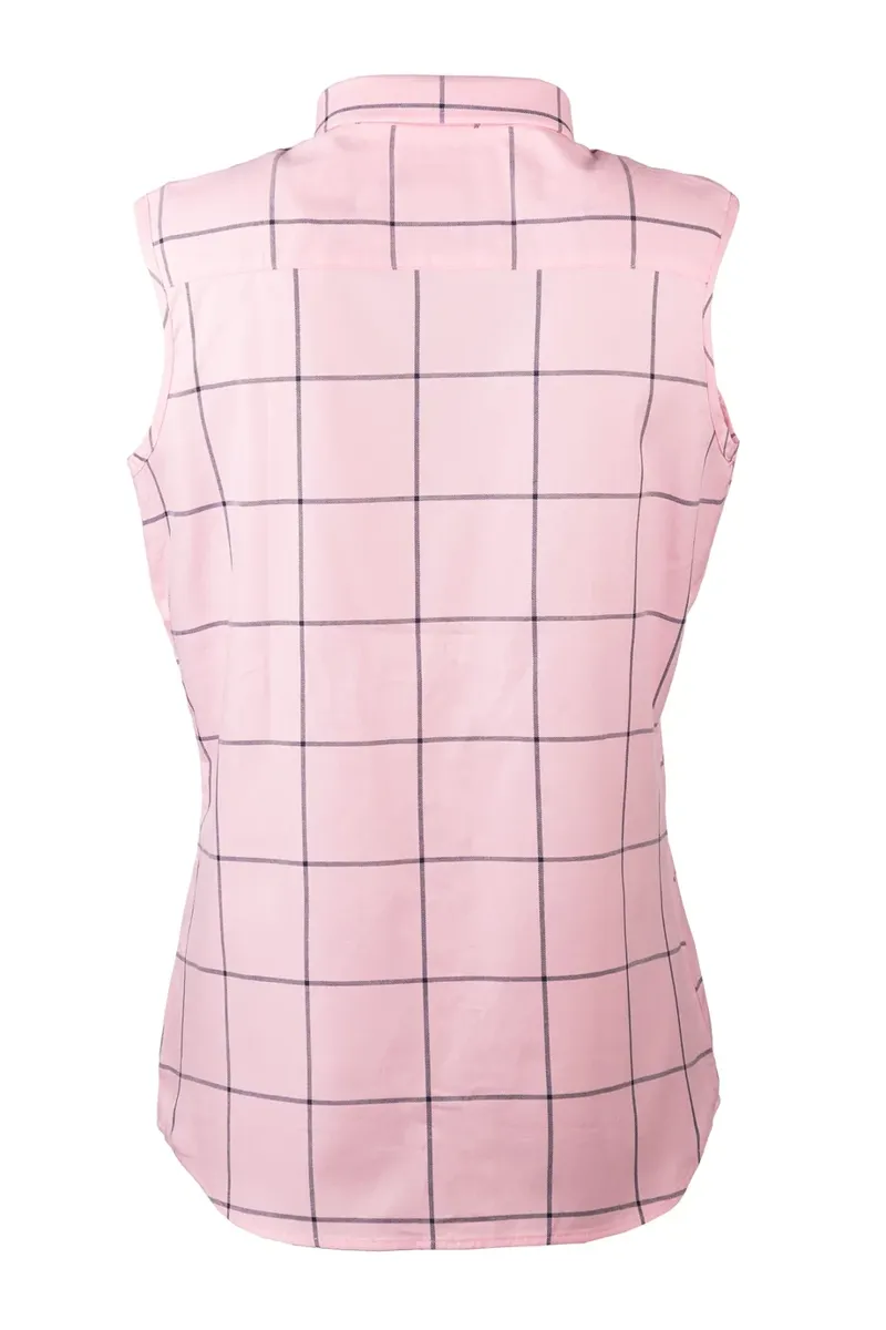 Rydale Ladies Laura Tweed Hannah Sleeveless Country Shirt - Laura Pink-1