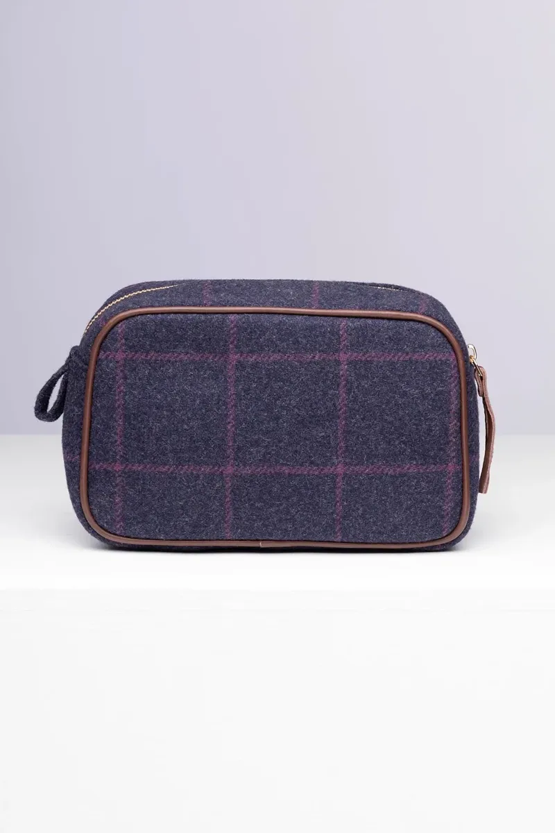 Rydale Large Helmsley Tweed Makeup Bag - Navy Tweed-2