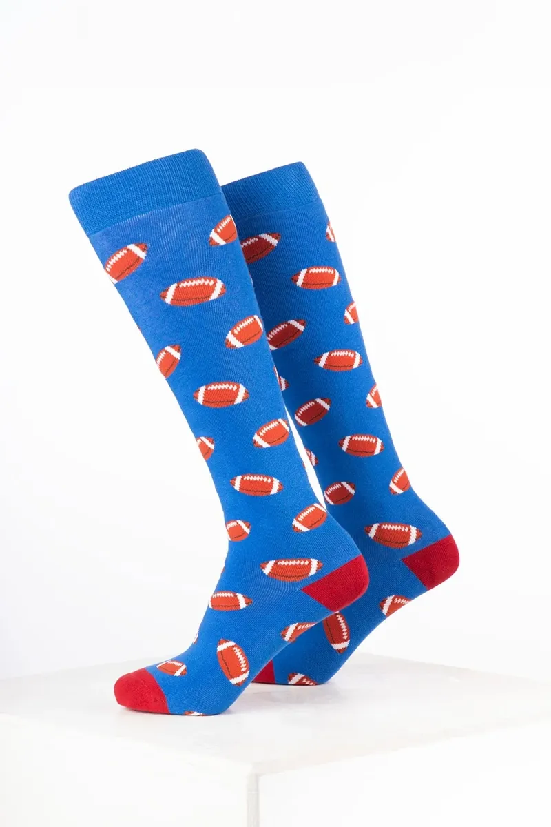 Rydale Kids Rugby Print Welly Socks Pack of 10 - Rugby Blue-1