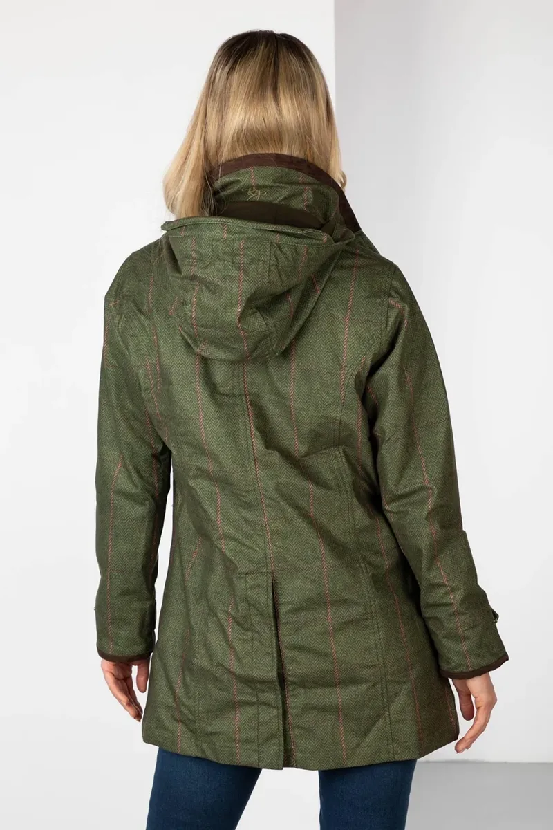 Rydale Ladies 3/4 Length Coat Danby - Olive Tweed-3