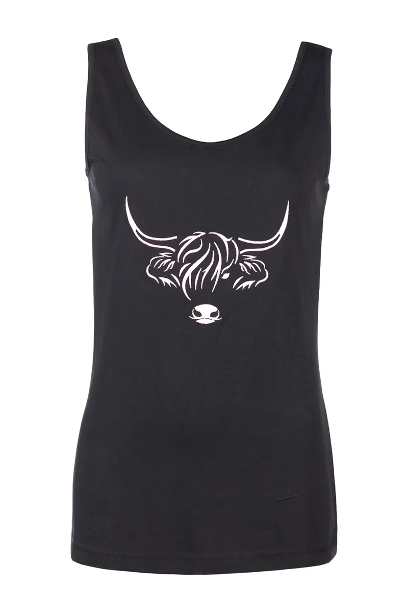 Rydale Ladies Byland Cow Pattern Vest Top - Black