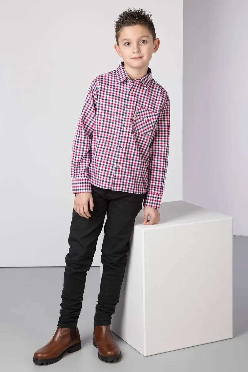 Rydale Boys Country Check Shirts - Richmond Red/Navy-4