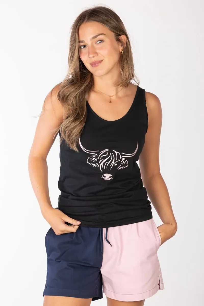 Rydale Ladies Byland Cow Pattern Vest Top - Black-2