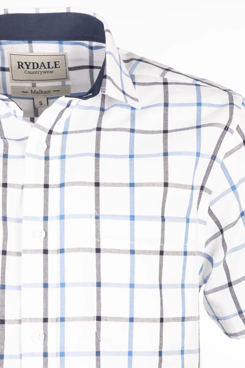 Rydale Men's Short Sleeve Country Shirt - Malham Dark Navy/Blue-2