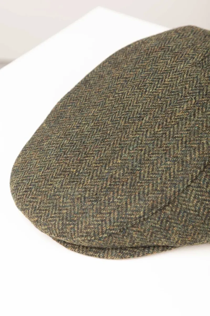 Rydale Terrington Tweed Flat Cap - Olive Herringbone-2