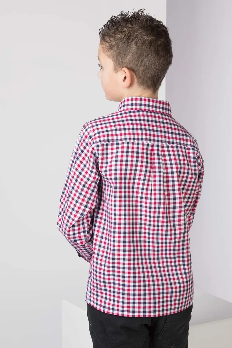 Rydale Boys Country Check Shirts - Richmond Red/Navy-5