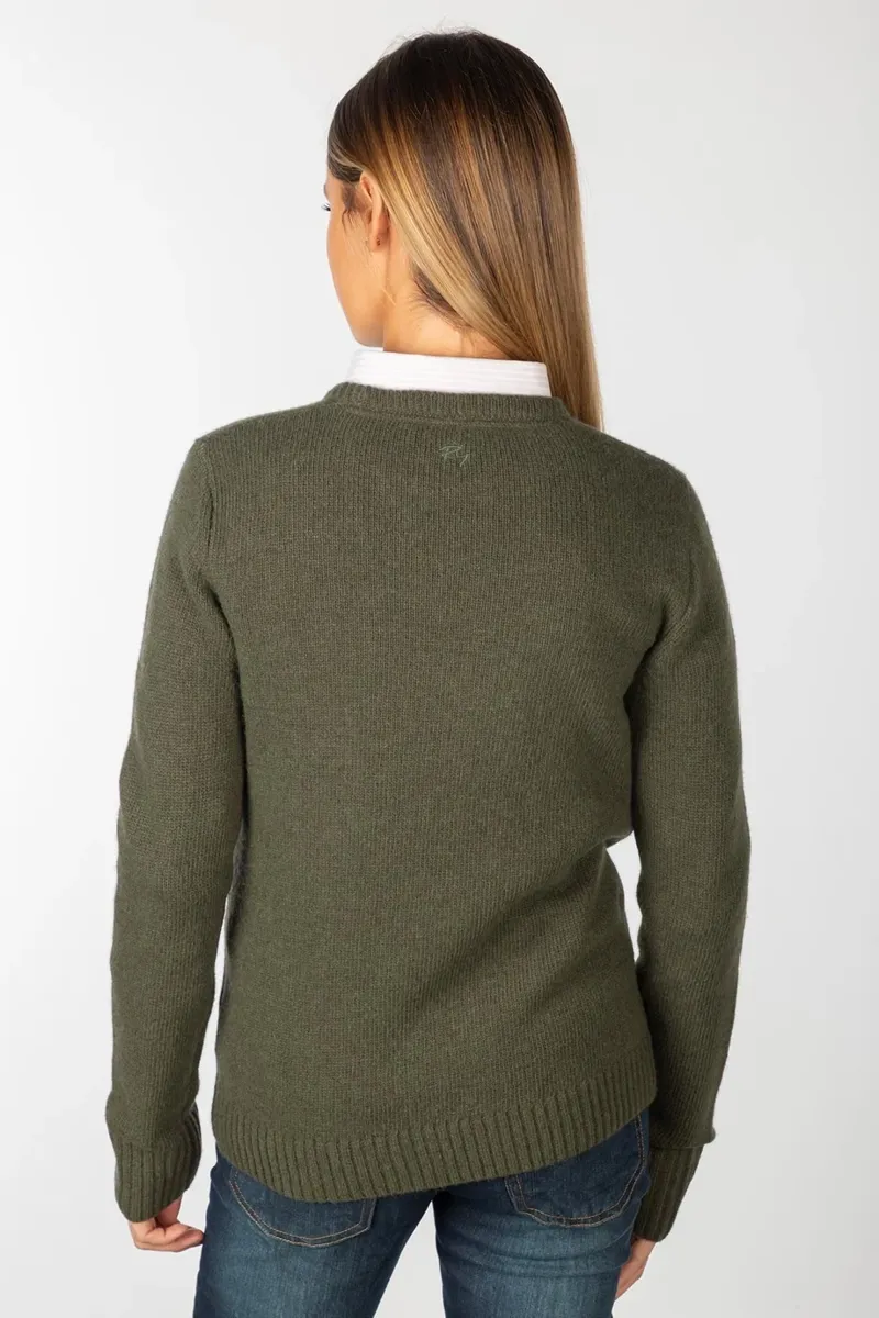 Rydale Ladies Crew Neck Character Knit Jumper - Patch The Jack Russel-2