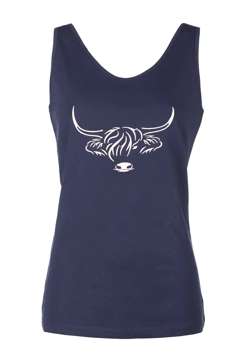 Rydale Ladies Byland Cow Pattern Vest Top - Navy