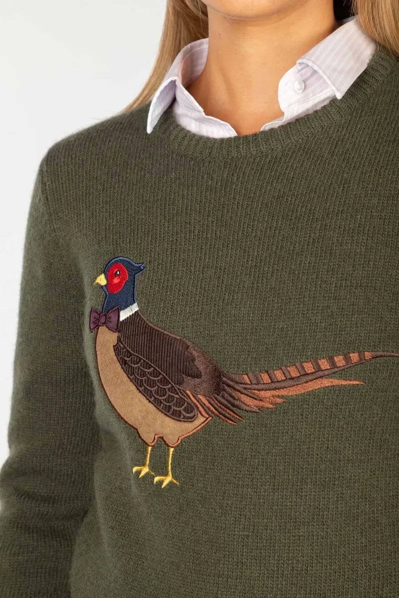 Rydale Ladies Crew Neck Character Knit Jumper - Phoebe The Pheasant-3