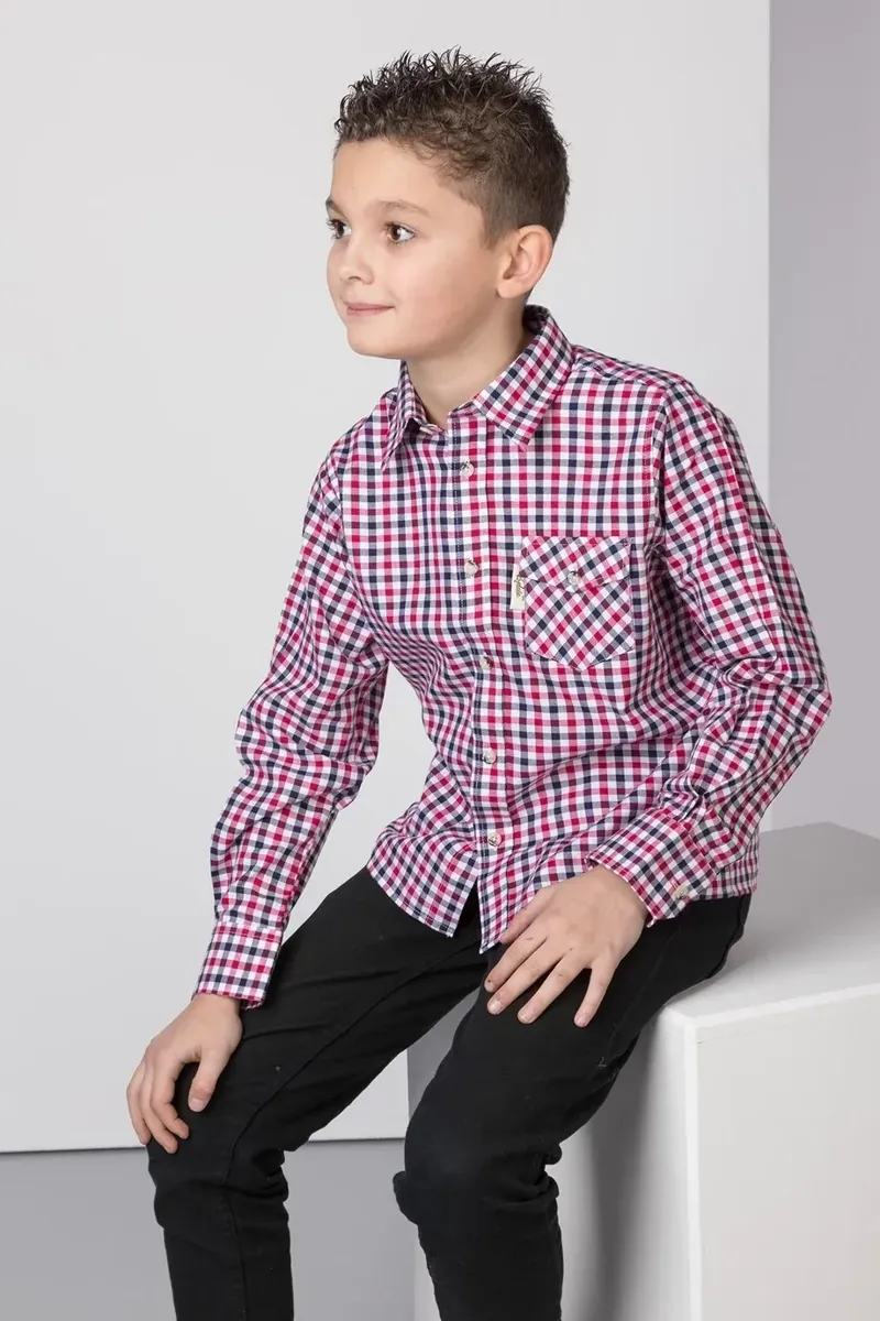 Rydale Boys Country Check Shirts - Richmond Red/Navy