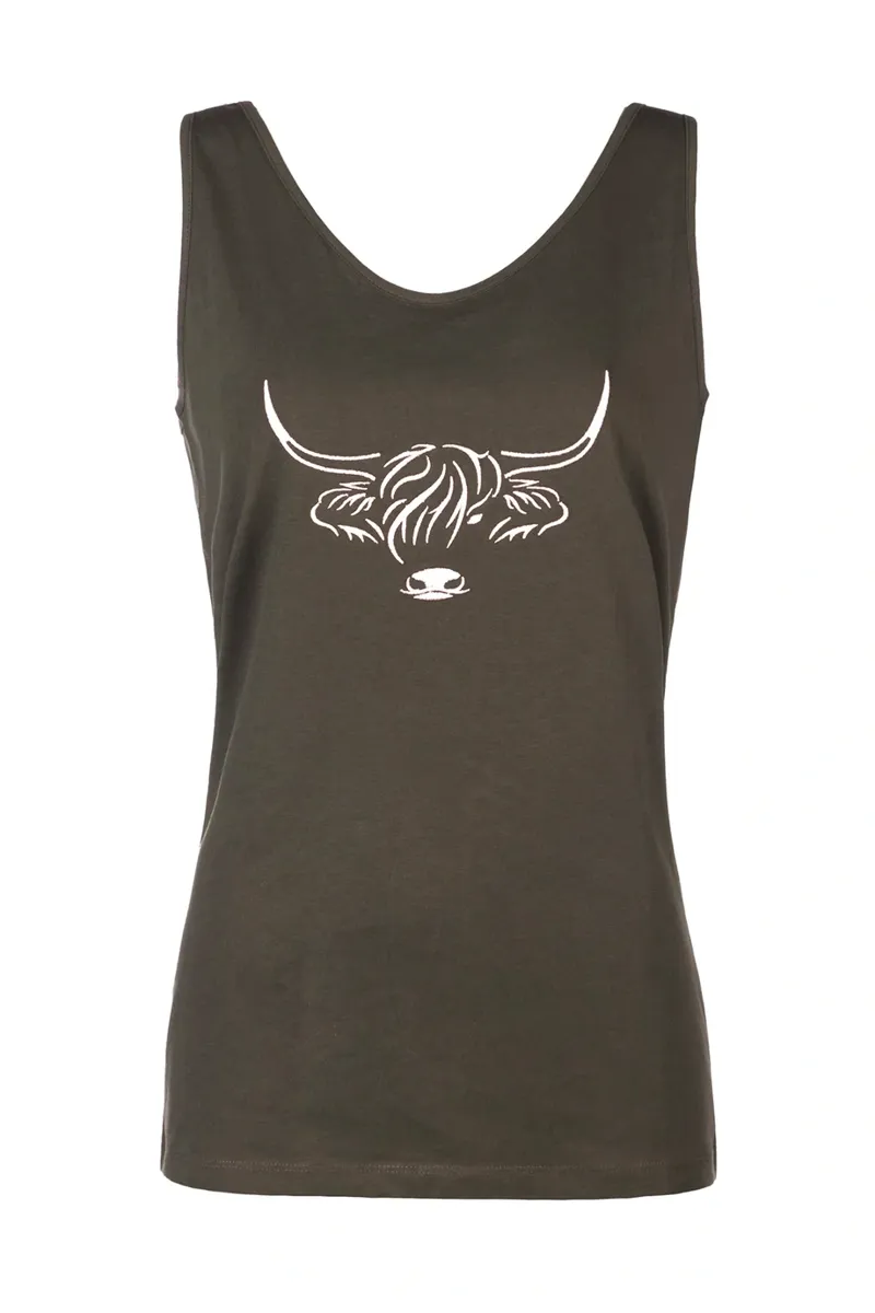 Rydale Ladies Byland Cow Pattern Vest Top - Olive