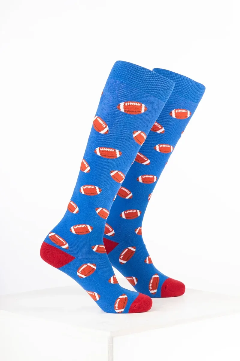 Rydale Kids Rugby Print Welly Socks Pack of 10 - Rugby Blue