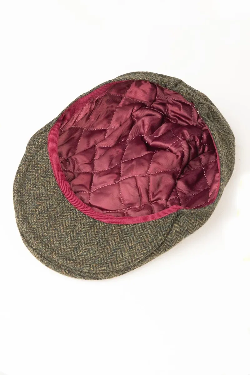 Rydale Terrington Tweed Flat Cap - Olive Herringbone-3