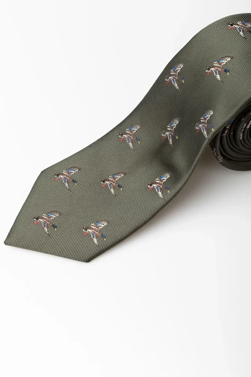 Rydale Men's Danby Flying Ducks Country Tie - Olive-1