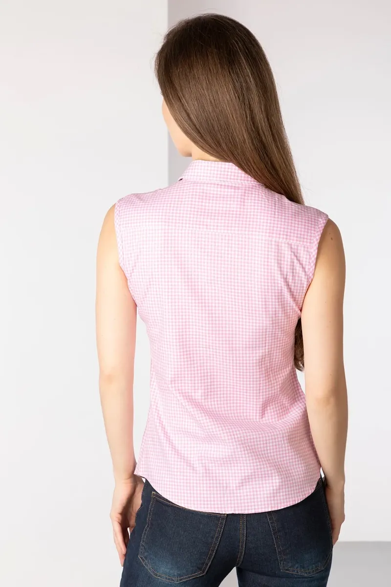 Rydale Ladies Poppy Sleeveless Country Shirt - Gingham Pink-2