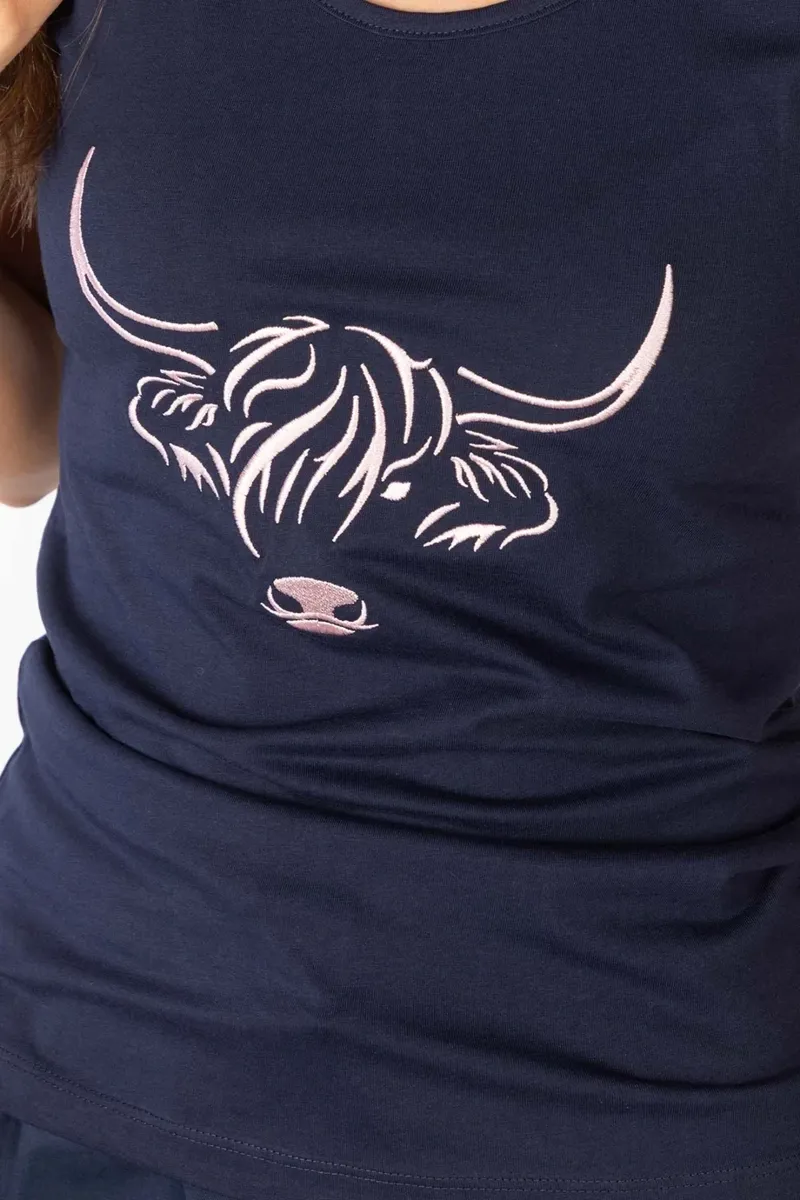 Rydale Ladies Byland Cow Pattern Vest Top - Navy-5