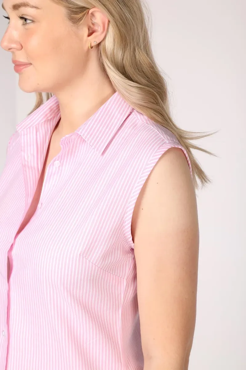 Rydale Ladies Matilda Hannah Sleeveless Country Shirt - Pink-3