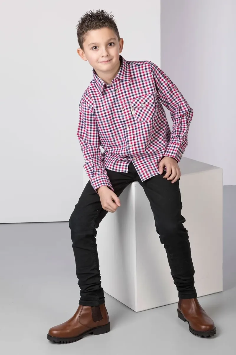 Rydale Boys Country Check Shirts - Richmond Red/Navy-3