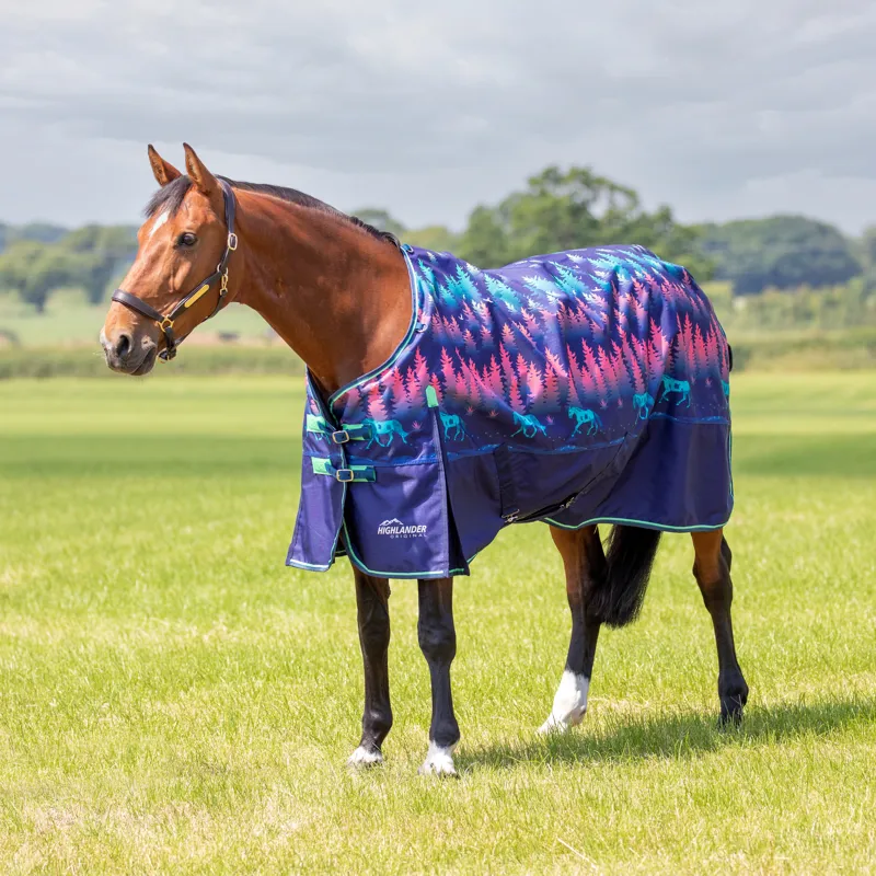 Shires Highlander Original 0g Lite Turnout Rug - Navy Forest