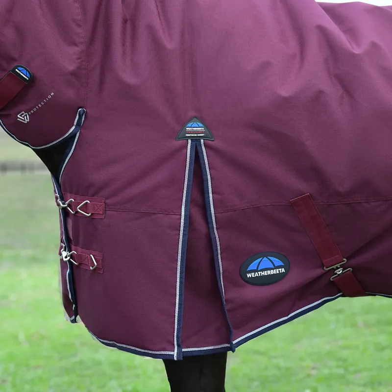 WeatherBeeta ComFiTec Essential 220g Turnout Combo Rug - Burgundy/Navy -3