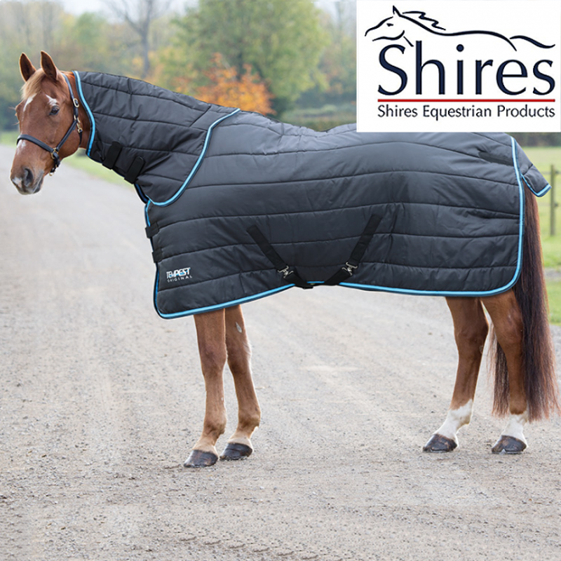 Shires Tempest Original 200g Stable Rug and Neck Set - Black/Turquoise