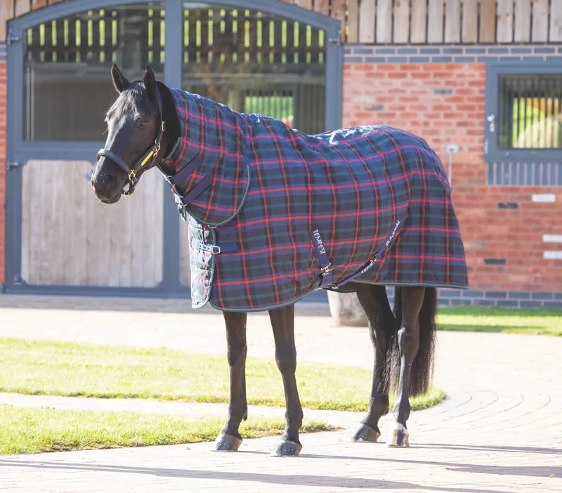 Shires Tempest Plus 100g Stable Combo Rug - Green Check-1