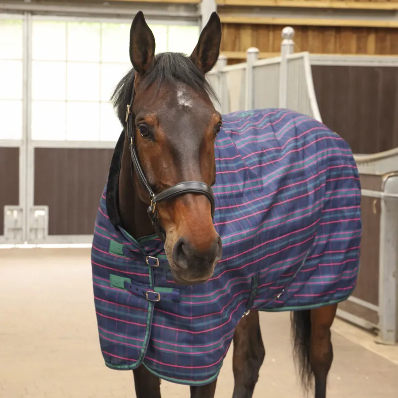 Shires Tempest Plus 100g Stable Rug - Navy Tartan-1