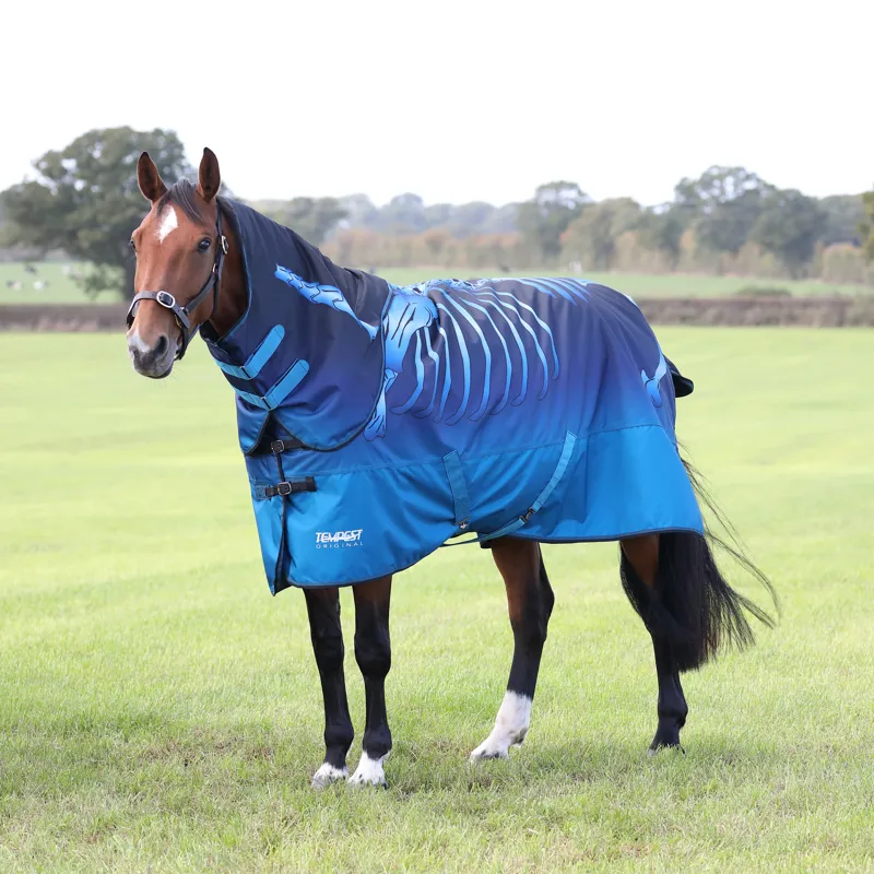 Shires Tempest Original 50g Turnout Rug and Neck Set - Blue Skeleton