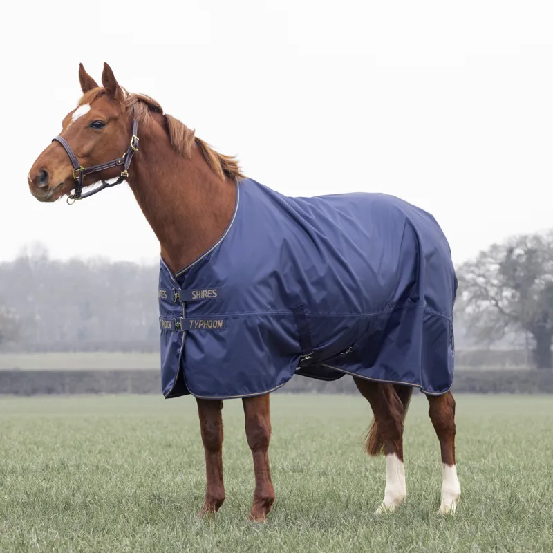 Shires Typhoon 0g Lite Turnout Rug - Navy-1