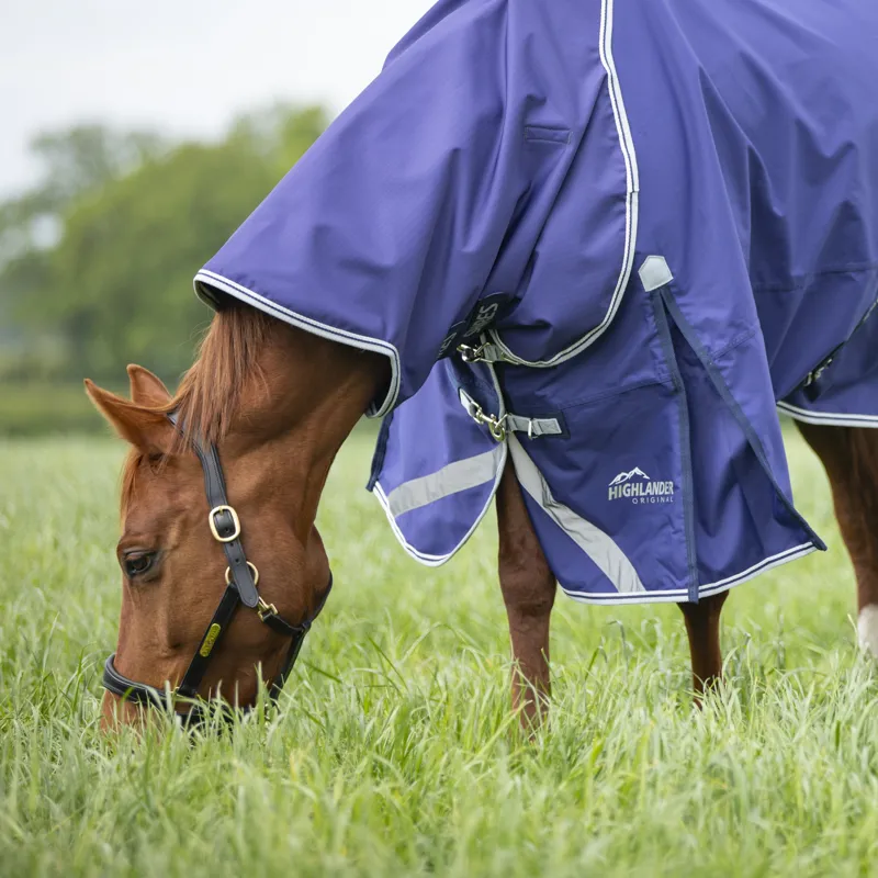 Shires Highlander Original 0g Lite Turnout Rug and Neck Set - Navy-1