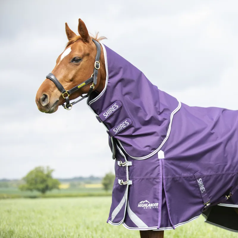 Shires Highlander Original 100g Turnout Rug and Neck Set - Plum-1