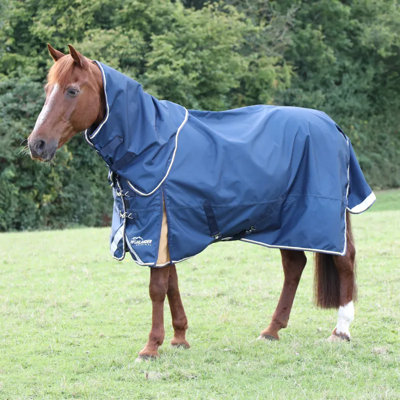 Shires Highlander Plus Lite Turnout Rug Neck Cover - Navy-3