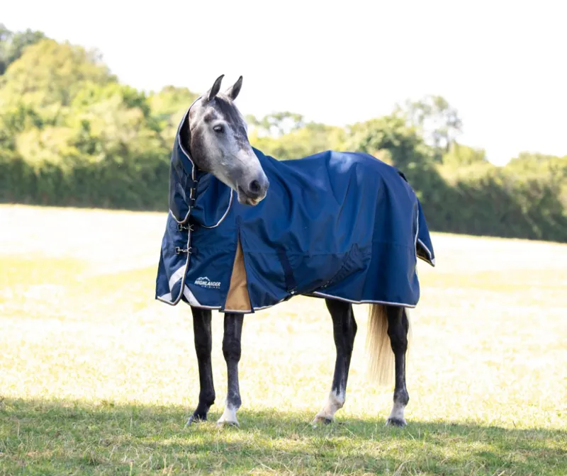 Shires Highlander Plus 0g Lite Combo Turnout Rug - Navy