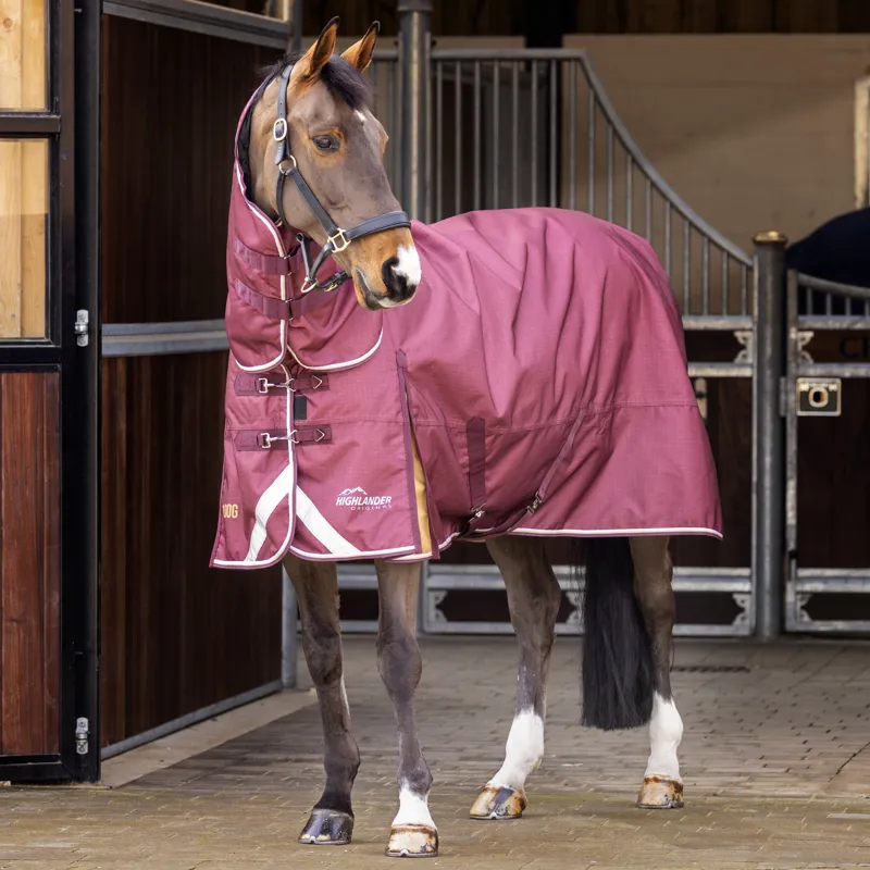 Shires Highlander Plus 100g Combo Turnout Rug - Maroon