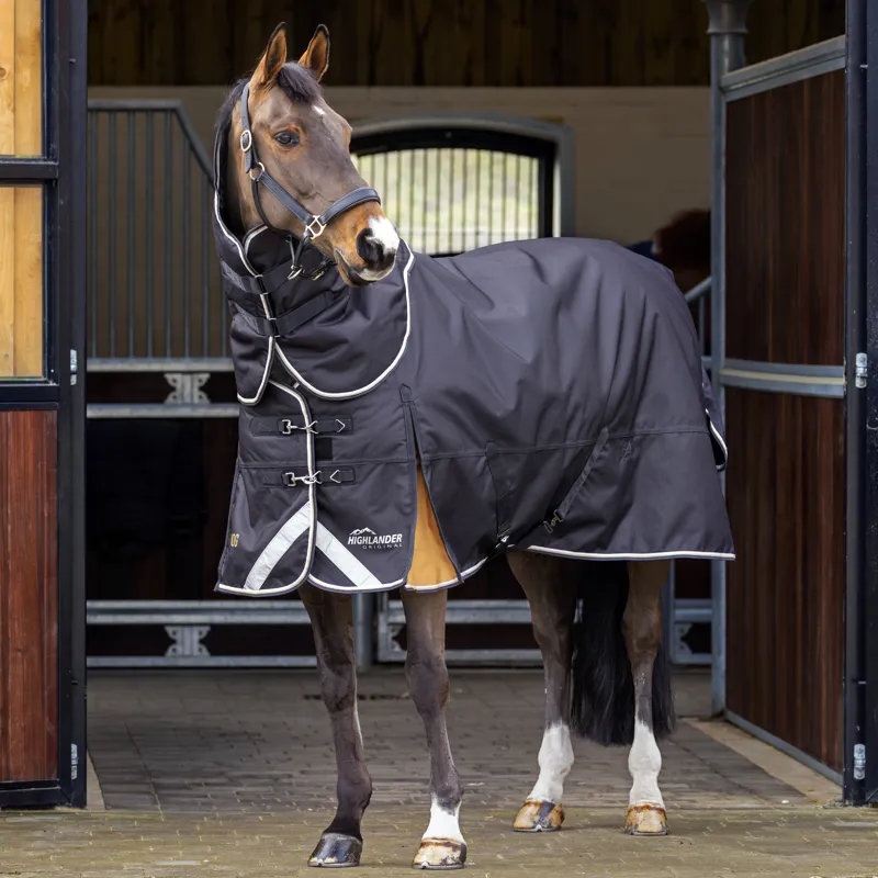 Shires Highlander Plus 200g Turnout Rug and Neck Set - Black