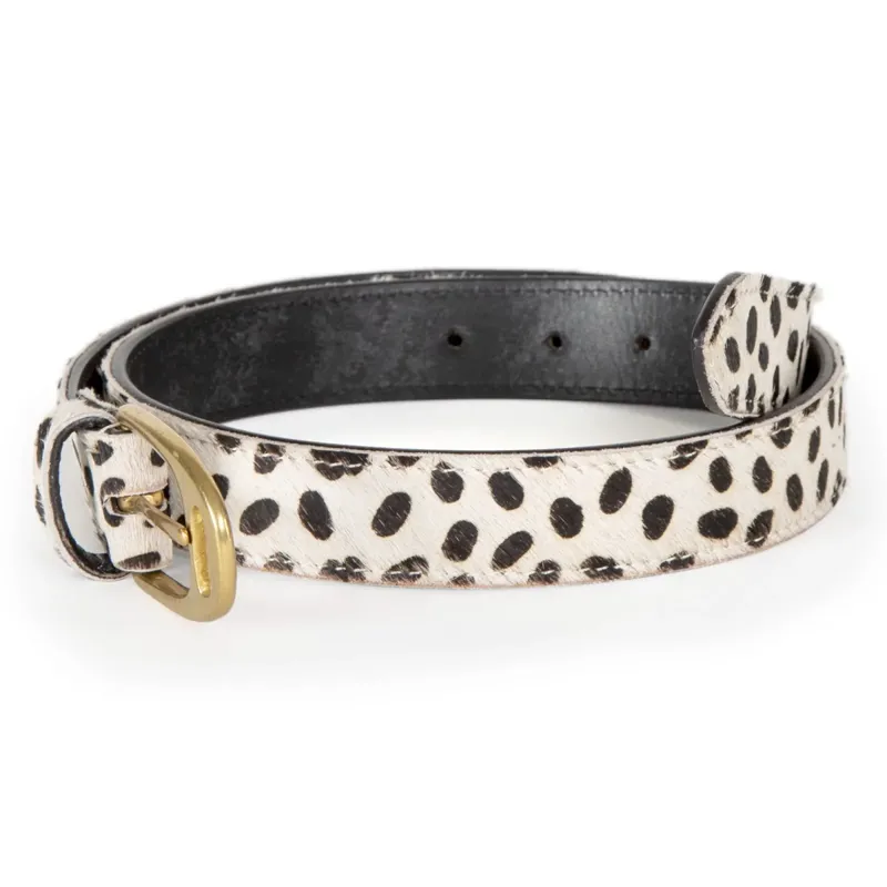 Shires Aubrion Cow Hair Skinny Leather Belt - Spot