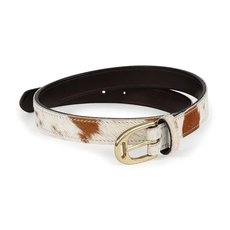Shires Aubrion Cow Hair Leather Skinny Belt - Cow Print