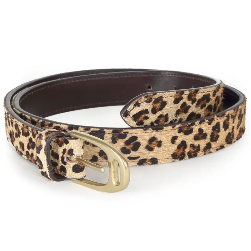 Shires Aubrion Cow Hair Skinny Leather Belt - Leopard