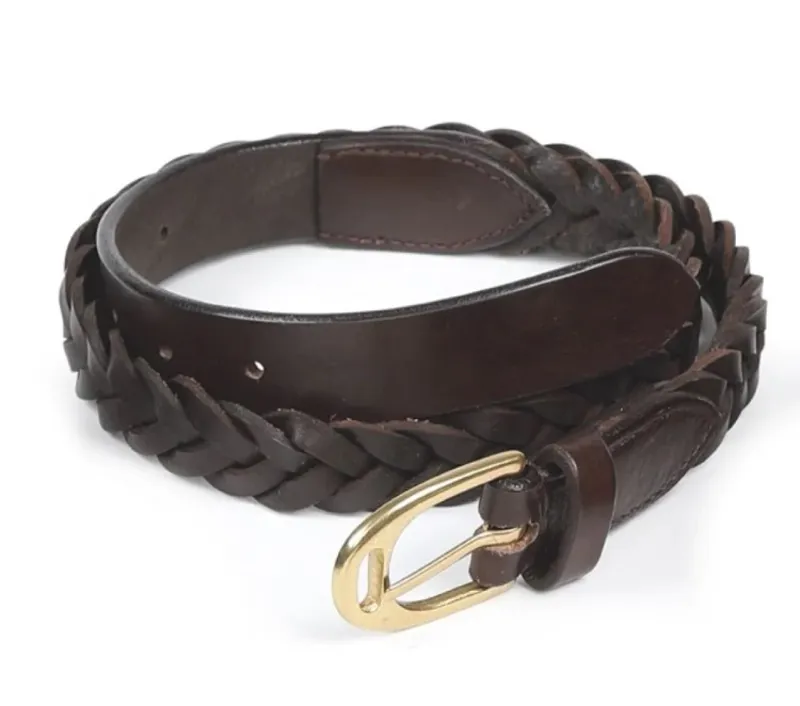 Shires Aubrion Plaited Leather Belt - Brown